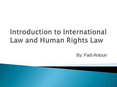 Introduction to International Law and Human Rights Law