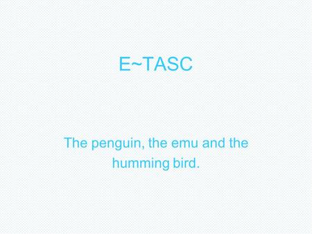 E~TASC The penguin, the emu and the humming bird..