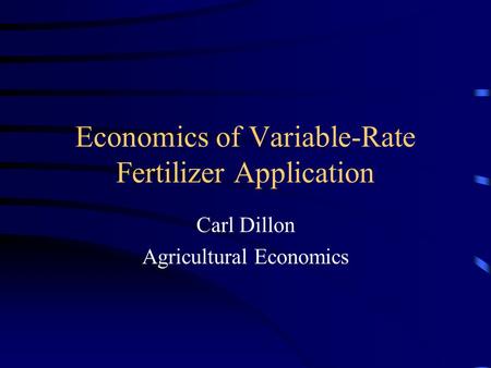 Economics of Variable-Rate Fertilizer Application