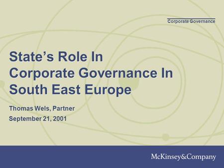 Overview Importance of corporate governance in SEE