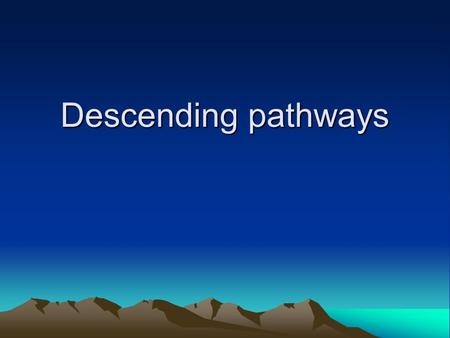Descending pathways.