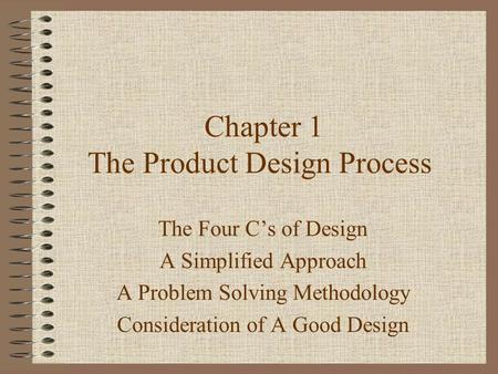Chapter 1 The Product Design Process