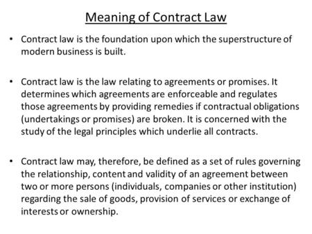 Meaning of Contract Law