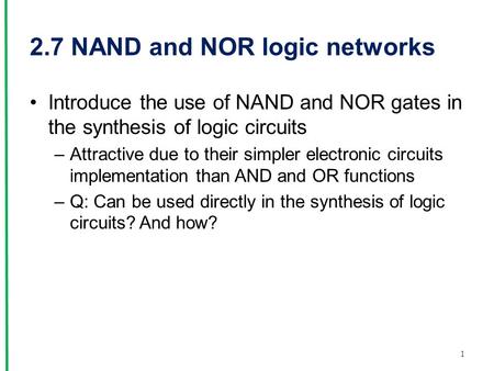 2.7 NAND and NOR logic networks