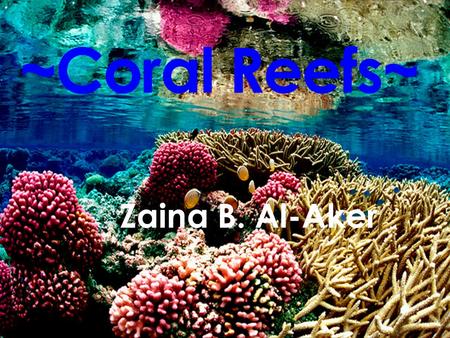 ~Coral Reefs~ Zaina B. Al-Aker.
