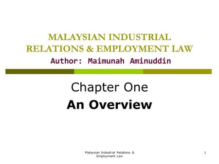 Chapter One An Overview