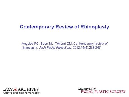 Contemporary Review of Rhinoplasty