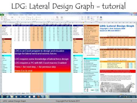 LDG: Lateral Design Graph - tutorial LDG: Lateral Design Graph Copyright Prof Schierle 2011 1 LDG is an Excel program to design and visualize design for.