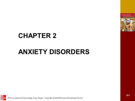 CHAPTER 2 ANXIETY DISORDERS