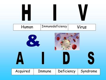 Human Immunodeficiency Virus AcquiredImmuneDeficiencySyndrome.