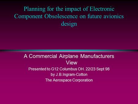 A Commercial Airplane Manufacturers View