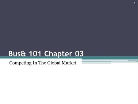 Competing In The Global Market