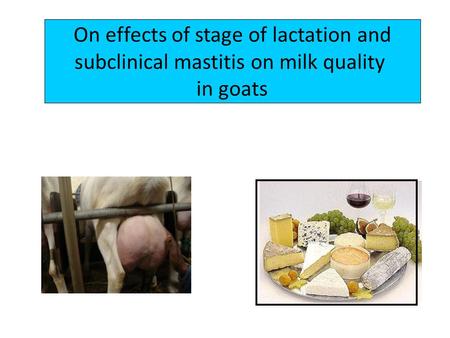 On effects of stage of lactation and subclinical mastitis on milk quality in goats.