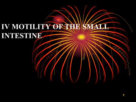 IV MOTILITY OF THE SMALL INTESTINE