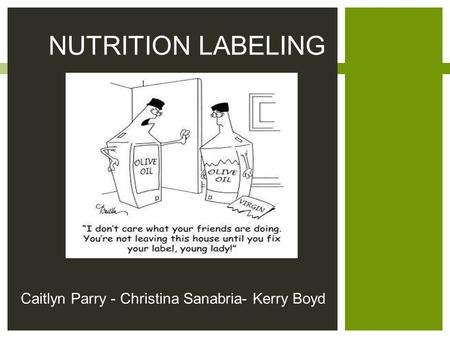 Caitlyn Parry - Christina Sanabria- Kerry Boyd NUTRITION LABELING.