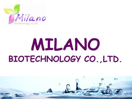 MILANO BIOTECHNOLOGY CO.,LTD.. COMPANY INTRODUCTION Established in 1990 Main export area is Hong Kong Our company is focusing on quality and setting high.