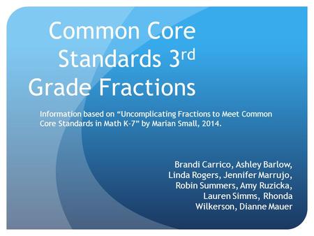Common Core Standards 3rd Grade Fractions