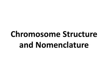 Chromosome Structure and Nomenclature