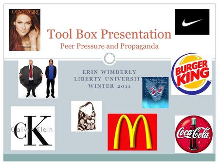 ERIN WIMBERLY LIBERTY UNIVERSITY WINTER 2011 Tool Box Presentation Peer Pressure and Propaganda.