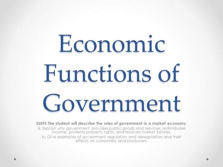 Economic Functions of Government