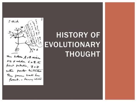 HISTORY OF EVOLUTIONARY THOUGHT. Unit Objective #1 I CAN COMMUNICATE SCIENTIFIC INFORMATION THAT COMMON ANCESTRY AND BIOLOGICAL EVOLUTION ARE SUPPORTED.