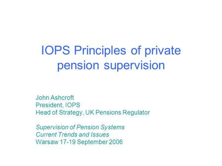 IOPS Principles of private pension supervision