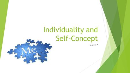 Individuality and Self-Concept Health 7. Individuality  All people are unique. The word “unique” means “unlike anything or anyone else.”  Individuality.