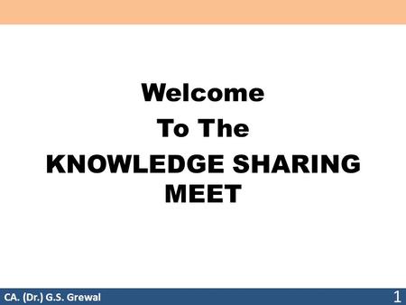 Welcome To The KNOWLEDGE SHARING MEET