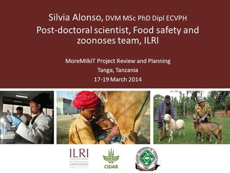 Silvia Alonso, DVM MSc PhD Dipl ECVPH Post-doctoral scientist, Food safety and zoonoses team, ILRI MoreMilkiT Project Review and Planning Tanga, Tanzania.