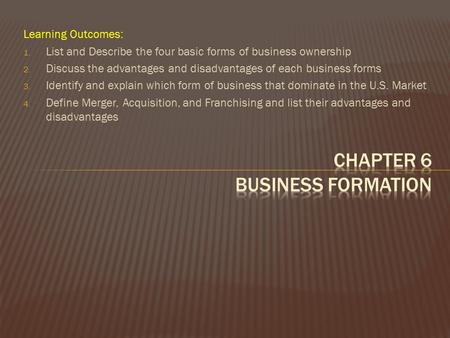 Chapter 6 Business formation