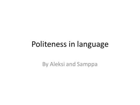 Politeness in language