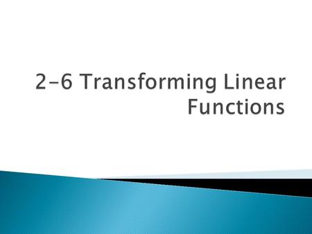 In Lesson 1-8, you learned to transform functions by transforming each point. Transformations can also be expressed by using function notation.