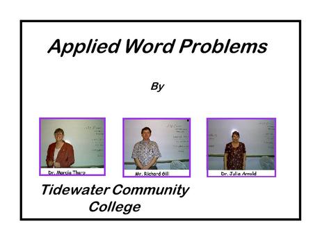 Applied Word Problems By