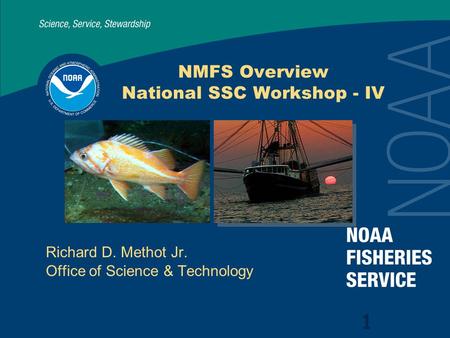 NMFS Overview National SSC Workshop - IV Richard D. Methot Jr. Office of Science & Technology 1.