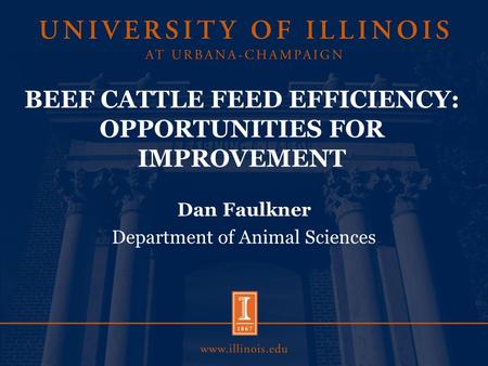 BEEF CATTLE FEED EFFICIENCY: OPPORTUNITIES FOR IMPROVEMENT Dan Faulkner Department of Animal Sciences.