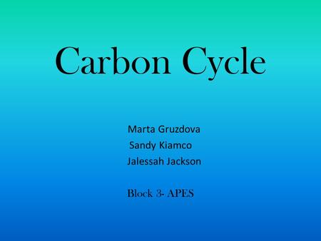 Carbon Cycle Marta Gruzdova Sandy Kiamco Jalessah Jackson Block 3- APES.