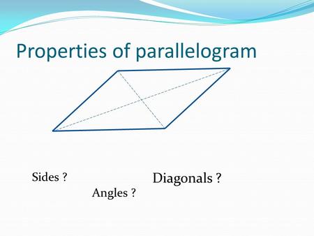 Properties of parallelogram