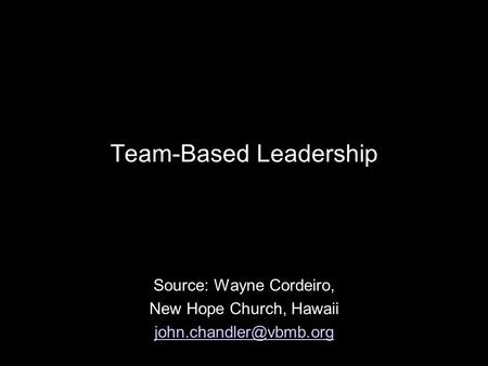 Team-Based Leadership