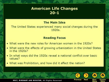 American Life Changes 20-1