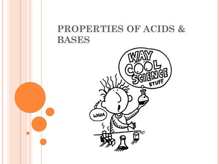 PROPERTIES OF ACIDS & BASES. WEEK OUTLINE: Monday: Properties of Acids & Bases Tuesday: Acid Precipitation Wednesday: Properties of Acids & Bases Lab.