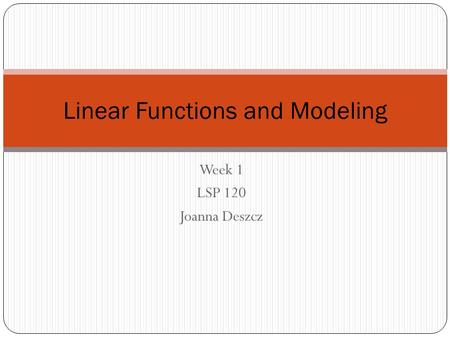 Linear Functions and Modeling