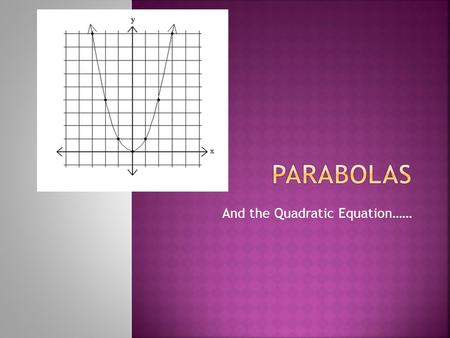 And the Quadratic Equation……
