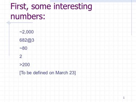 1 First, some interesting numbers: ~2,000 ~80 2 >200 [To be defined on March 23]