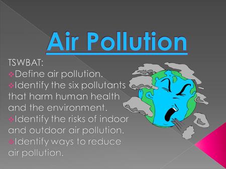 Air Pollution TSWBAT: Define air pollution.