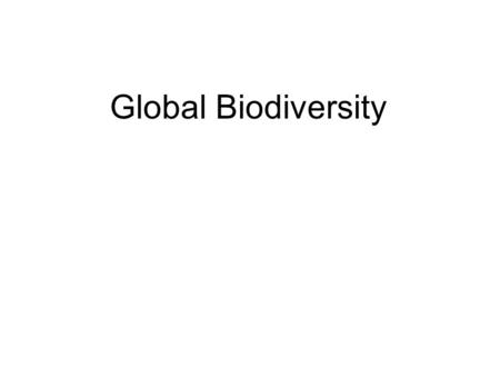 Global Biodiversity. We examine biodiversity at several levels. It has evolutionary and ecological aspects.