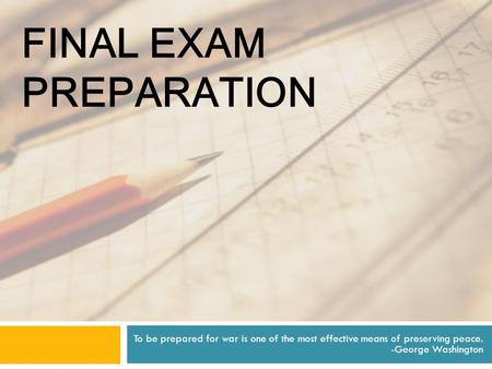 Final Exam Preparation