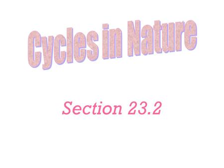 Section 23.2. Water Cycle Evaporation Condensation Precipitation Collection Percolation Transpiration Perspiration.