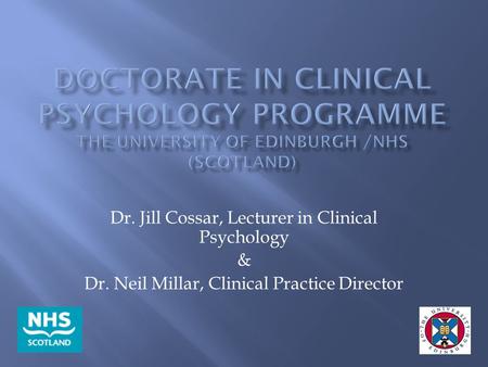 Dr. Jill Cossar, Lecturer in Clinical Psychology &