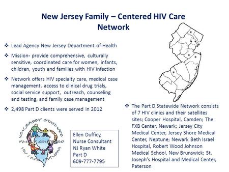 New Jersey Family – Centered HIV Care Network  Lead Agency New Jersey Department of Health  Mission- provide comprehensive, culturally sensitive, coordinated.