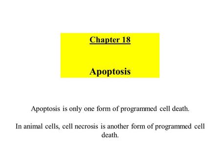 Apoptosis is only one form of programmed cell death.